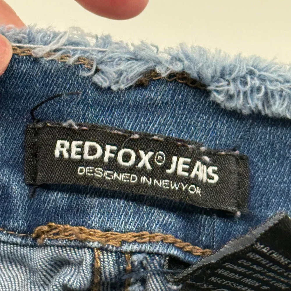 Y2K‎ Red Fox Jeans Womens 5 Distressed High Rise Flare Bell Bottom Fray Hem Blue